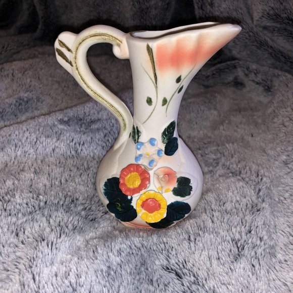 Vintage Minature Pitcher Flower Vase Bisque - Picture 2 of 5